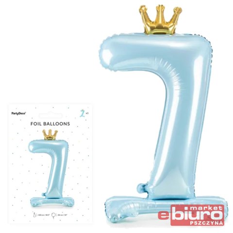 STOJĄCY BALON FOLIOWY CYFRA 7 84CM BŁĘKIT PARTYDEC