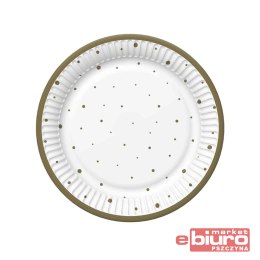 TALERZYKI PAPIER ŚR 180MM A'8 ZŁOTE KROPKI POL