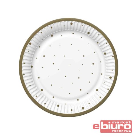 TALERZYKI PAPIER ŚR 180MM A'8 ZŁOTE KROPKI POL