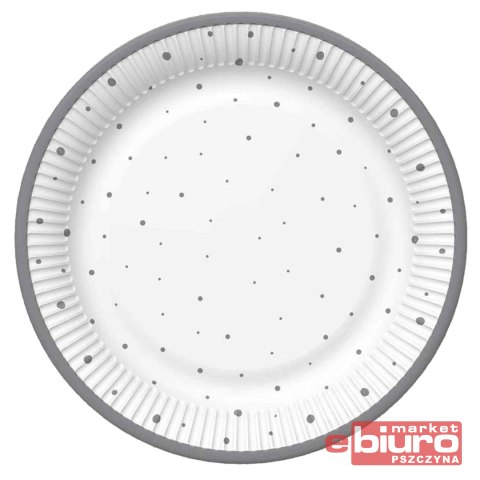 TALERZYKI PAPIER ŚR 227MM A'8 SREBRNE KROPKI POL