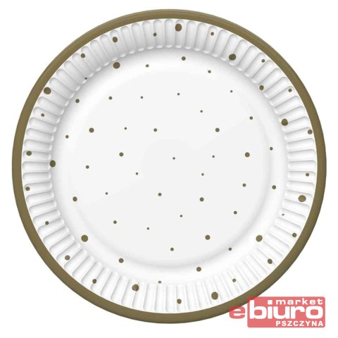TALERZYKI PAPIER ŚR 227MM A'8 ZŁOTE KROPKI POL