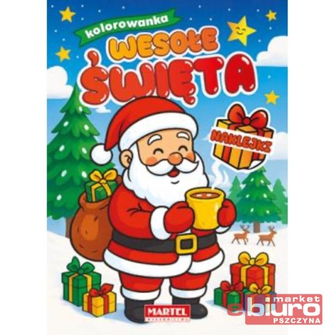 KOLOROWANKA WESOŁE ŚWIĘTA Z NAKLEJKAMI MARTEL