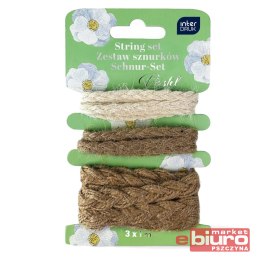 ZESTAW NATURALNYCH SZNURKÓW DEKOR. 3X1M PASTEL