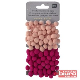 ZESTAW POMPONÓW NA TAŚMIE 2X1,5M SATIN GOLD