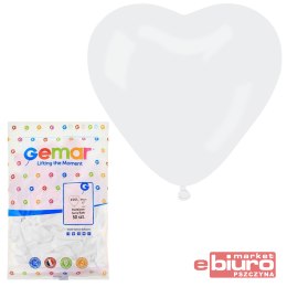 BALON CR17 PASTEL SERCE DUŻE BIAŁY 50 SZT GODAN