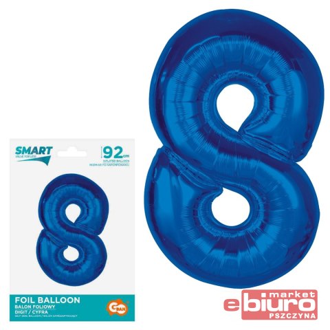 BALON FOLIOWY CYFRA 8 NIEBIESKA 92CM AA GODAN
