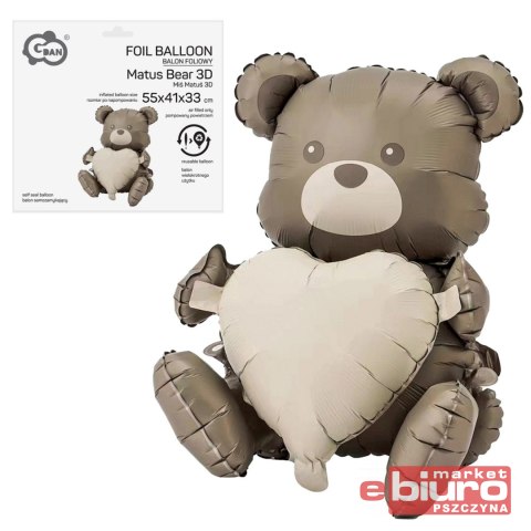 BALON FOLIOWY MIŚ MATUŚ 3D 55X41X33CM GODAN
