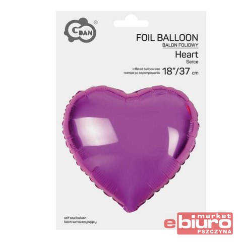 BALON FOLIOWY "SERCE" RÓŻOWE 18" GODAN