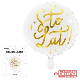 BALON FOLIOWY STO LAT 35CM BIAŁY PARTYDECO