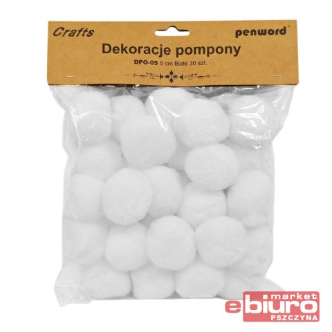 DEKORACJE POMPONY DPO-05 5CM BIAŁE PENWORD