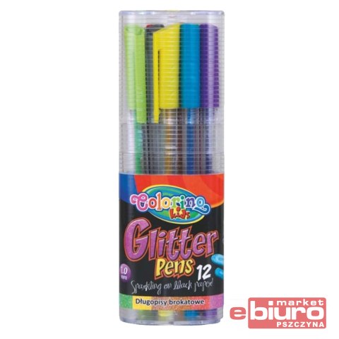 DŁUGOPISY BROKATOWE TRÓJKĄTNE COLORINO 12 KOLORÓW