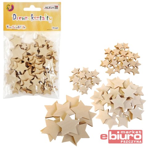 DREWNIANE GWIAZDKI CDX-4019 MIX OP.70SZT ALIGA