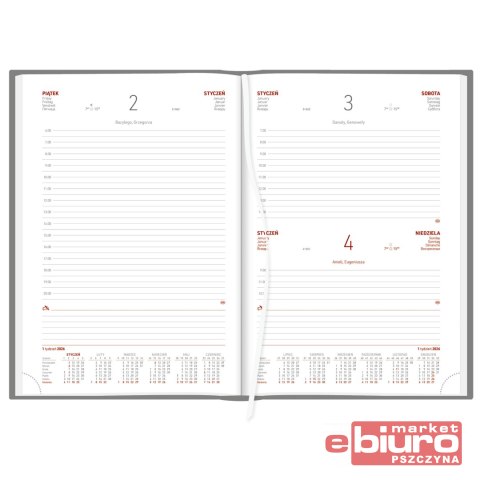 KALENDARZ B5 DZIENNY ALUMINIUM STANDARD GRANAT