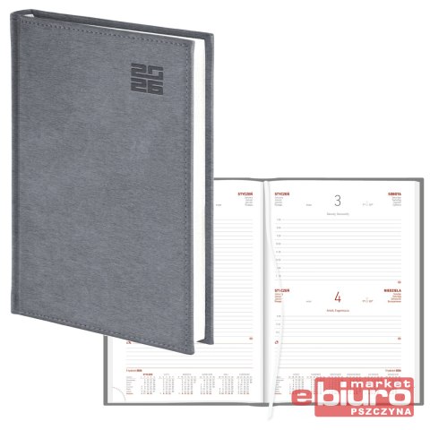 KALENDARZ B5 DZIENNY ALUMINIUM STANDARD SREBRNY