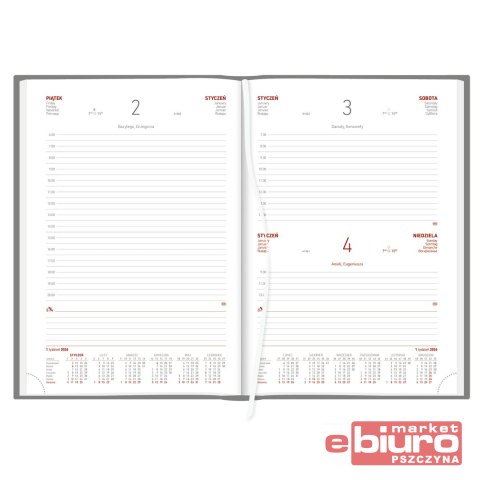 KALENDARZ B5 DZIENNY ALUMINIUM STANDARD SREBRNY