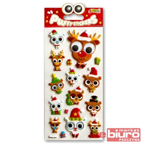 KOLORI NAKLEJKI PUFFY SWPX-2001 CHRISTMAS ANIMALS