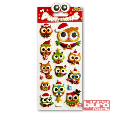 KOLORI NAKLEJKI PUFFY SWPX-2004 CHRISTMAS OWIS PEN