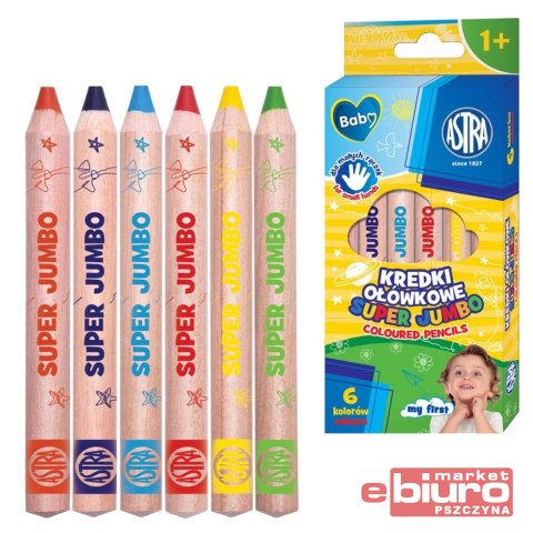 KREDKI OŁÓWKOWE OKRĄGŁE SUPER JUMBO 6KOL