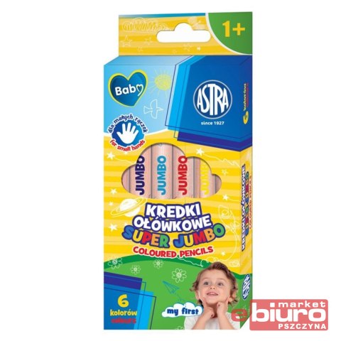 KREDKI OŁÓWKOWE OKRĄGŁE SUPER JUMBO 6KOL