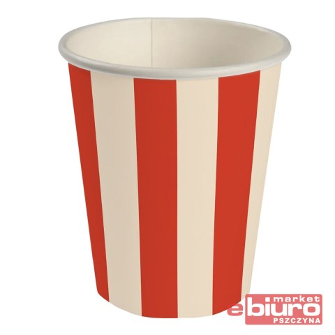 KUBECZKI PAPIEROWE PASKI CZERW-BEŻ 250ML 6SZT GODA