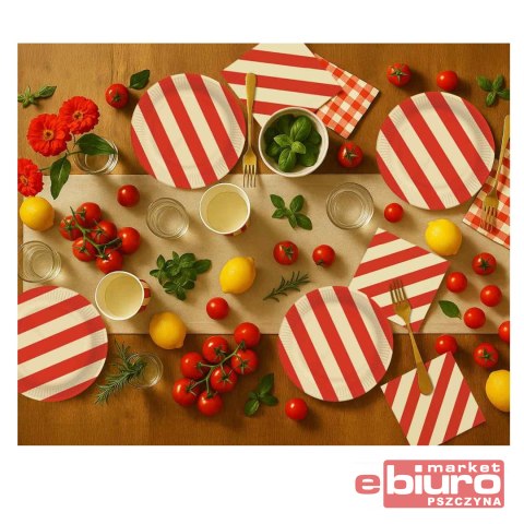 KUBECZKI PAPIEROWE PASKI CZERW-BEŻ 250ML 6SZT GODA