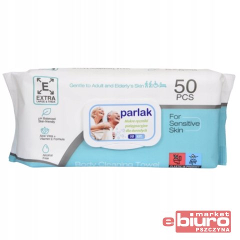 CHUSTECZKI NAWILŻANE RĘCZNIKI PIELĘGNACYJNE DLA SENIORÓW PARLAK 50 SZTUK