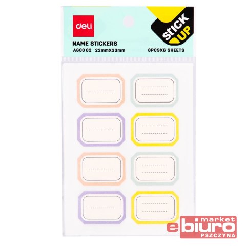 NAKLEJKA OPISOWA 8SZT X 6 KARTEK DELI