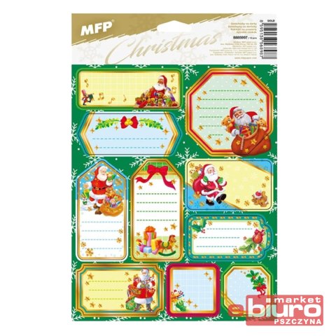 NAKLEJKI NA PREZENTY BN ZŁOTE 200X300MM 10SZT