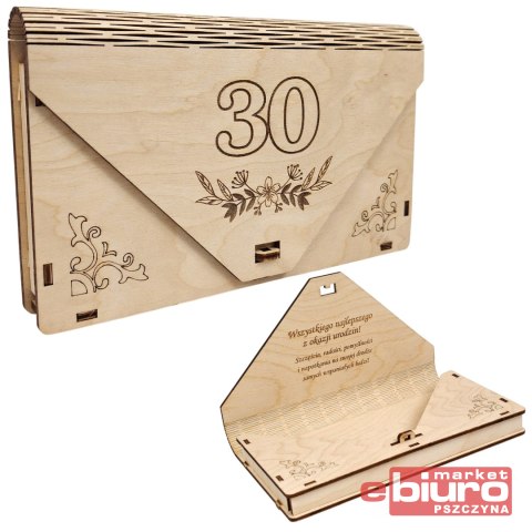 PUDEŁKO DREWNIANE KOPERTA NA "30" LAVERTIS