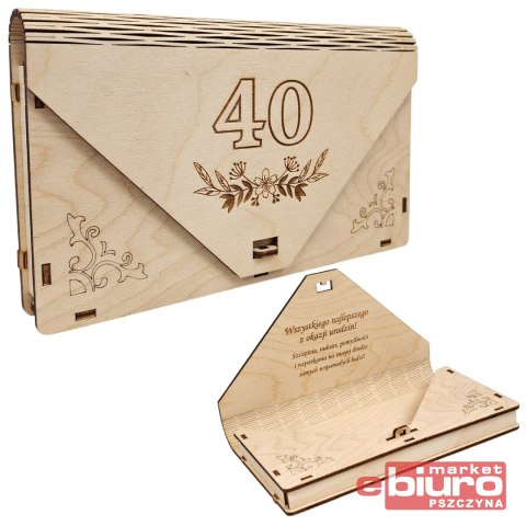 PUDEŁKO DREWNIANE KOPERTA NA "40" LAVERTIS