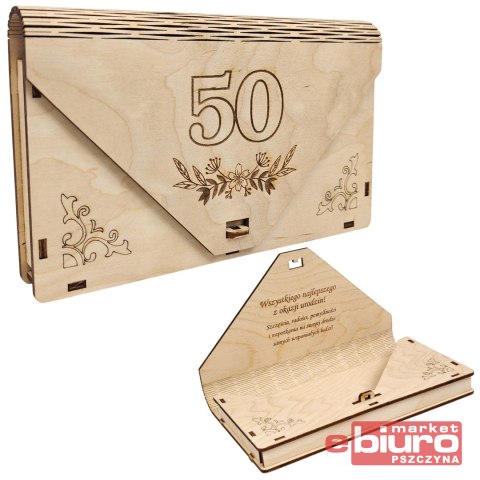 PUDEŁKO DREWNIANE KOPERTA NA "50" LAVERTIS