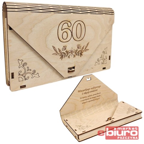 PUDEŁKO DREWNIANE KOPERTA NA "60" LAVERTIS
