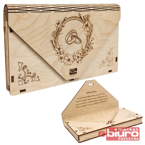 PUDEŁKO DREWNIANE KOPERTA NA "ŚLUB" LAVERTIS