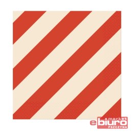 SERWETKI PAP PASKI CZERW-BEŻ 33X33CM 20SZT GODAN