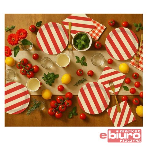 SERWETKI PAP PASKI CZERW-BEŻ 33X33CM 20SZT GODAN