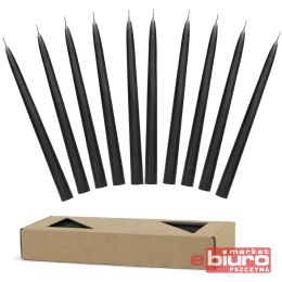 ŚWIECA STOŻKOWA MATOWA CZARNA 24CM OP/10SZT PARTYD