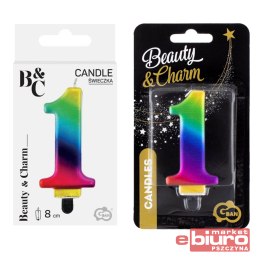 ŚWIECZKA CYFERKA 1 GALAXY 8CM GODAN