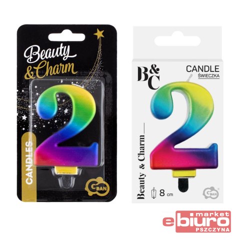 ŚWIECZKA CYFERKA 2 GALAXY 8CM GODAN