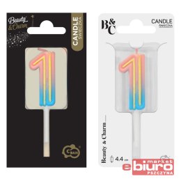 ŚWIECZKA CYFERKA B&C NEON 1 GODAN