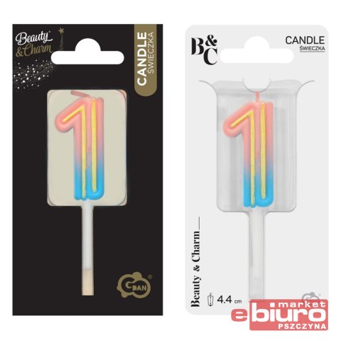 ŚWIECZKA CYFERKA B&C NEON 1 GODAN