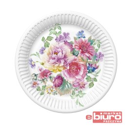 TALERZYKI PAPIER ŚR 180MM A'8 KWIATY BUK RÓŻ POL