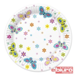 TALERZYKI PAPIER ŚR 180MM A'8 KWIATY MOTYLE POL