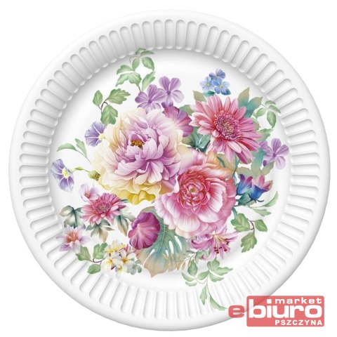 TALERZYKI PAPIER ŚR 227MM A'8 KWIATY BUK RÓŻ POL