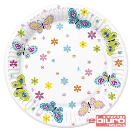 TALERZYKI PAPIER ŚR 227MM A'8 KWIATY MOTYLE POL