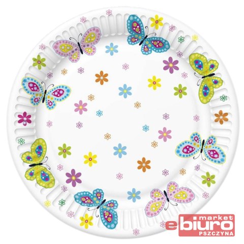 TALERZYKI PAPIER ŚR 227MM A'8 KWIATY MOTYLE POL