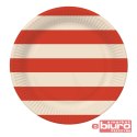 TALERZYKI PAPIEROWE PASKI CZERW-BEŻ 18CM 6SZT GODA