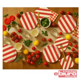 TALERZYKI PAPIEROWE PASKI CZERW-BEŻ 18CM 6SZT GODA