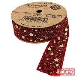 WSTĄŻKA WELWETOWA GWIAZDKI 4CM 10Y FX349 FLO-ART