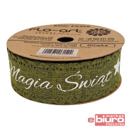 WSTĄŻKA JUTOWA MAGIA ŚW OLIW 4CMX10Y FX358 FLO-ART