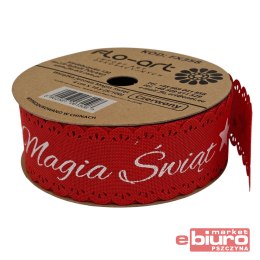 WSTĄŻKA JUTOWA MAGIA ŚWIĄT 4CM X 10Y FX358 FLO-ART